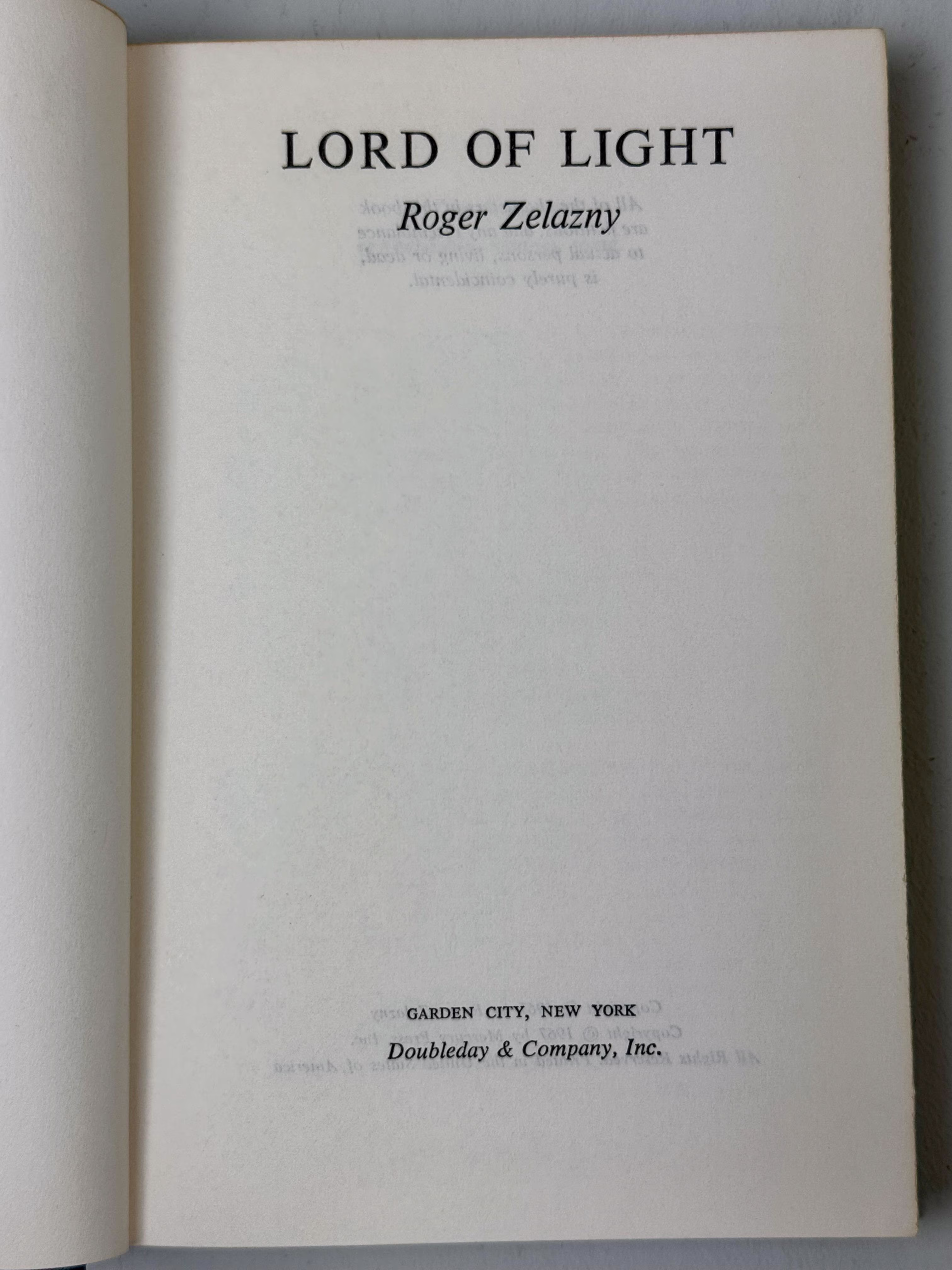 Lord of Light - Roger Zelazny<br>VG Book Club - Image 3